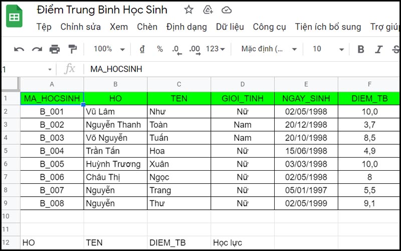 Đ&acirc;y l&agrave; file gốc bạn muốn k&eacute;o dữ liệu sang một file mới